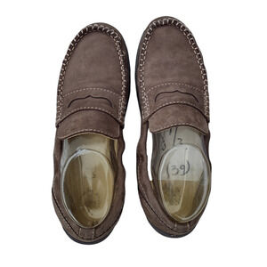 PRIMIGI OF ITALY SIZE (39) 8.5 DRIVING MOCCASSIN FLATS BROWN PENNY LOAFERS SUEDE